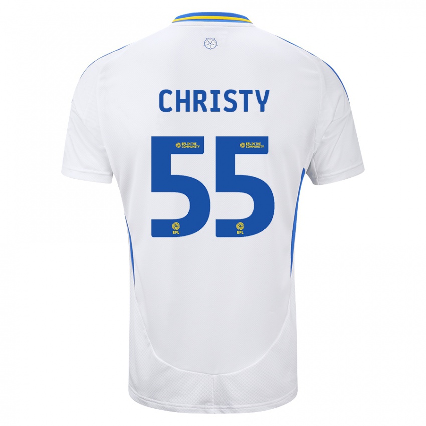 Bambino Maglia Harry Christy #55 Bianco Blu Kit Gara Home 2024/25 Maglietta