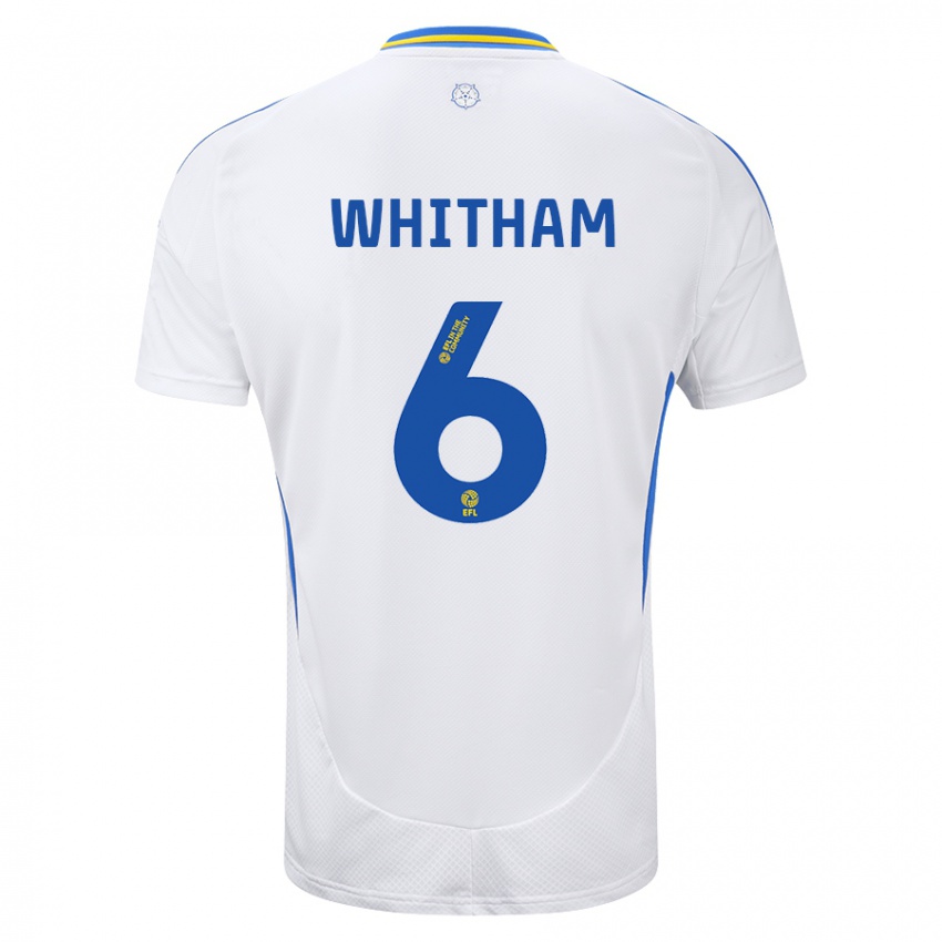 Bambino Maglia Danielle Whitham #6 Bianco Blu Kit Gara Home 2024/25 Maglietta