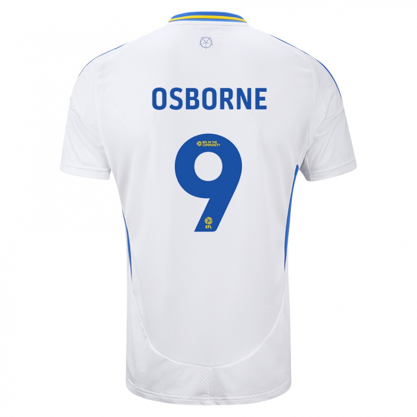 Bambino Maglia Jemimah Osborne #9 Bianco Blu Kit Gara Home 2024/25 Maglietta