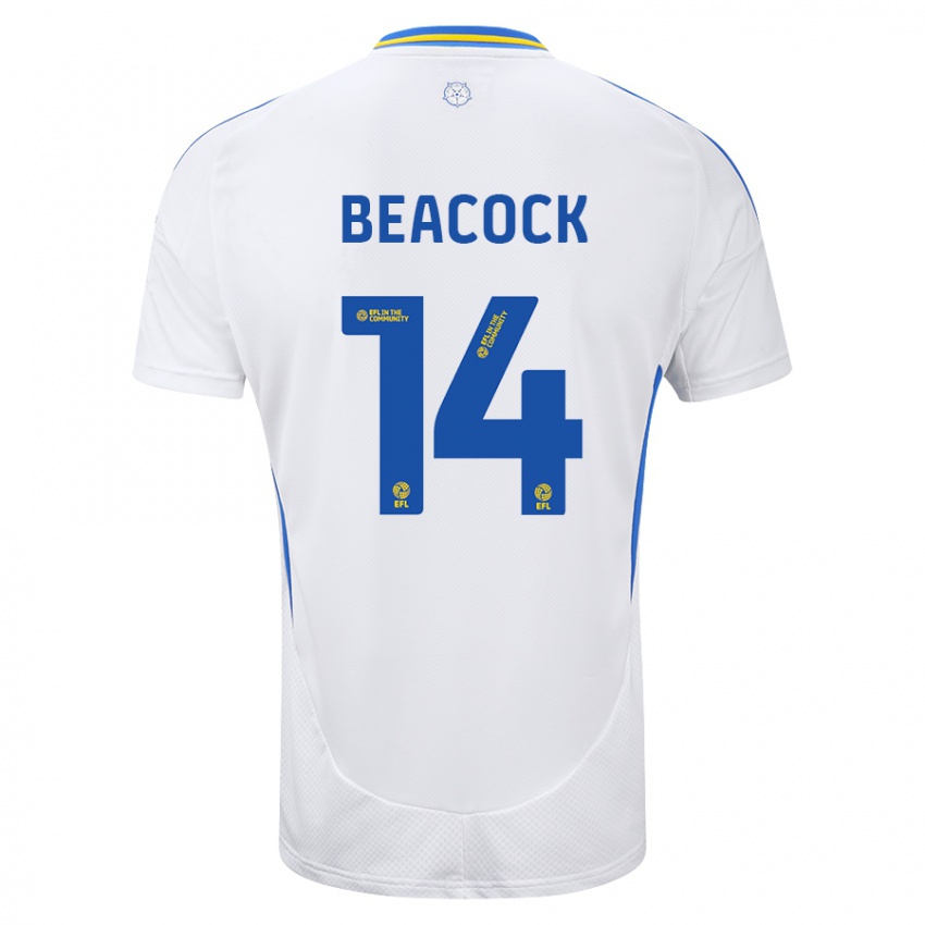 Bambino Maglia Molly Beacock #14 Bianco Blu Kit Gara Home 2024/25 Maglietta