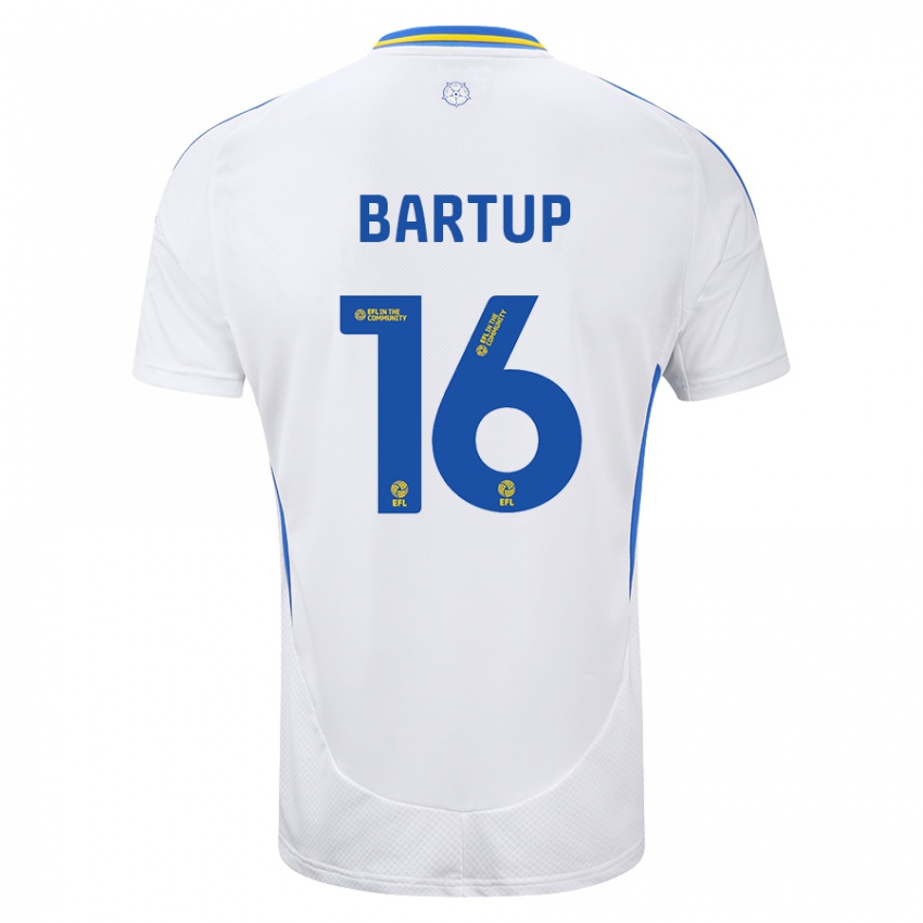 Bambino Maglia Laura Bartup #16 Bianco Blu Kit Gara Home 2024/25 Maglietta