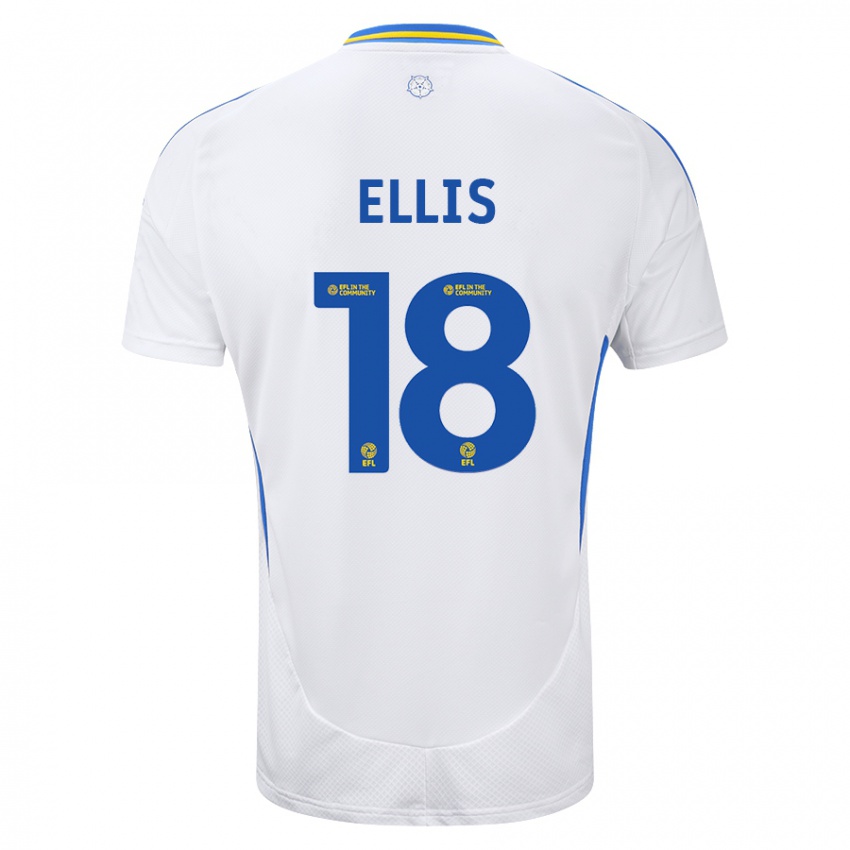 Bambino Maglia Macy Ellis #18 Bianco Blu Kit Gara Home 2024/25 Maglietta