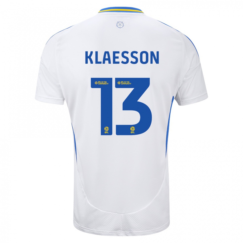 Bambino Maglia Kristoffer Klaesson #13 Bianco Blu Kit Gara Home 2024/25 Maglietta