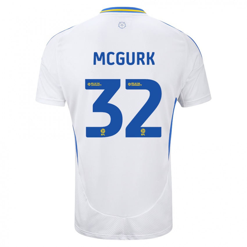 Bambino Maglia Sean Mcgurk #32 Bianco Blu Kit Gara Home 2024/25 Maglietta