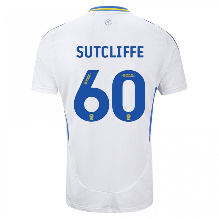 Bambino Maglia Harvey Sutcliffe #60 Bianco Blu Kit Gara Home 2024/25 Maglietta