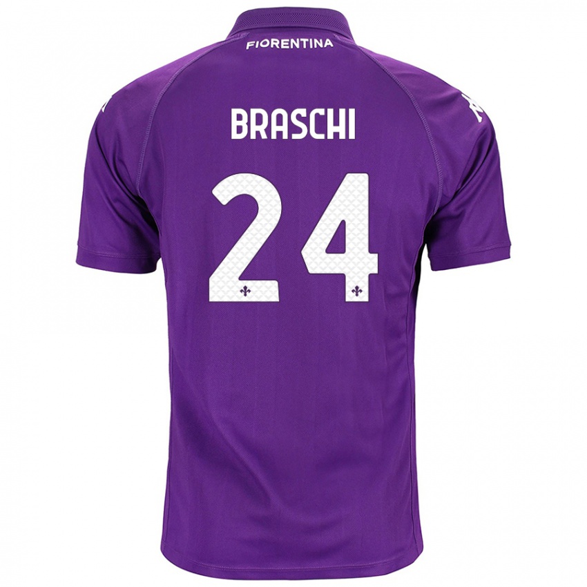 Bambino Maglia Riccardo Braschi #24 Viola Kit Gara Home 2024/25 Maglietta