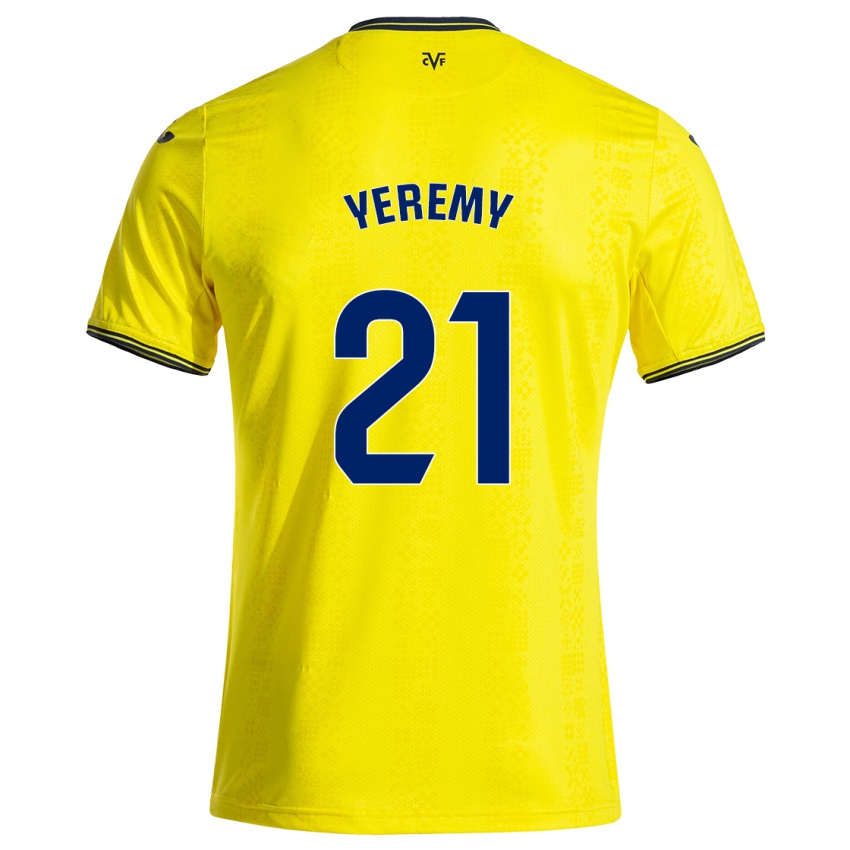 Bambino Maglia Yéremy Pino #21 Giallo Nero Kit Gara Home 2024/25 Maglietta