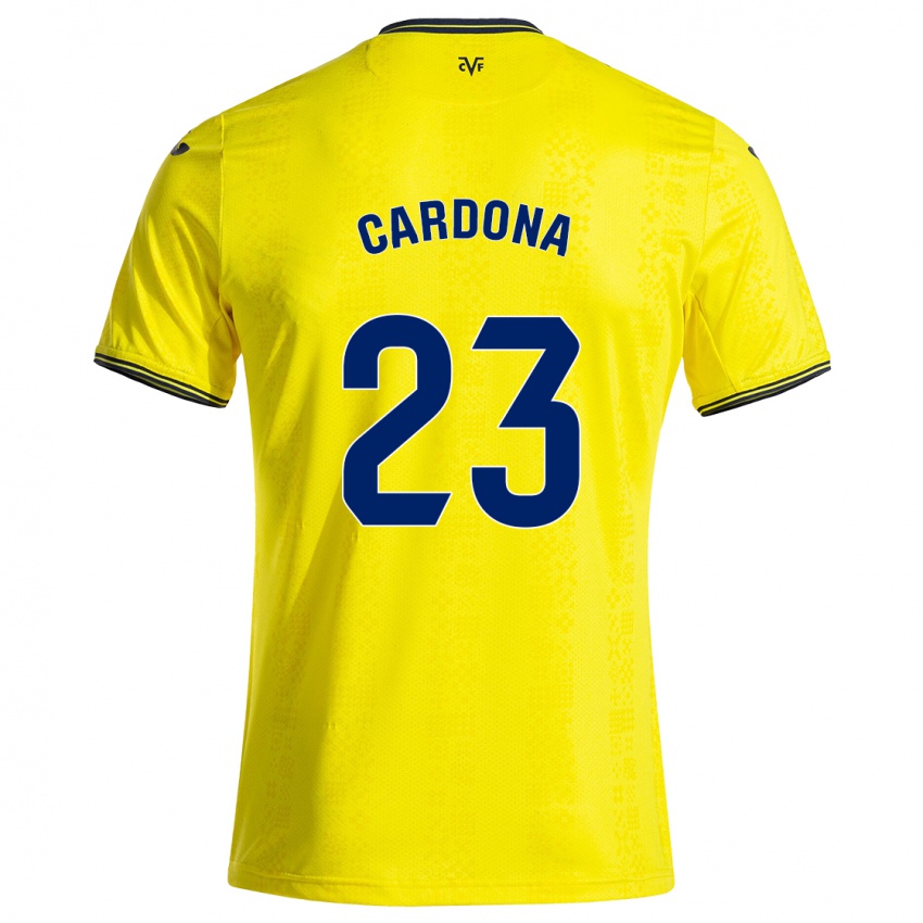 Bambino Maglia Sergi Cardona #23 Giallo Nero Kit Gara Home 2024/25 Maglietta