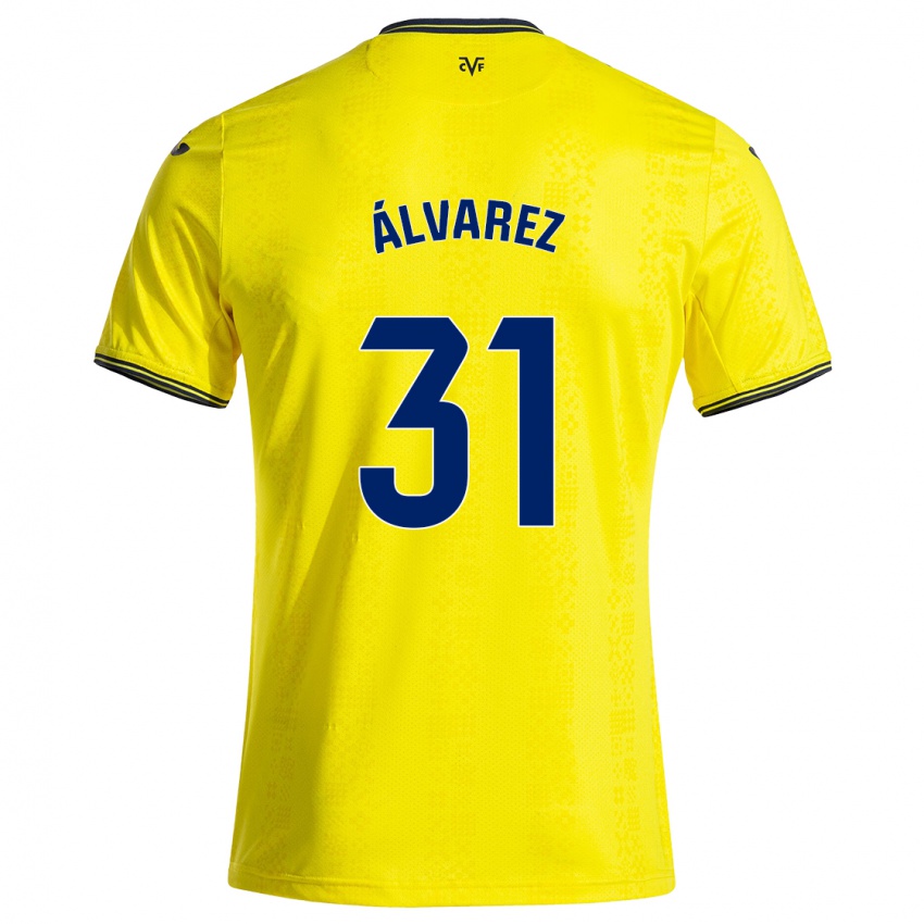 Bambino Maglia Iker Álvarez #31 Giallo Nero Kit Gara Home 2024/25 Maglietta