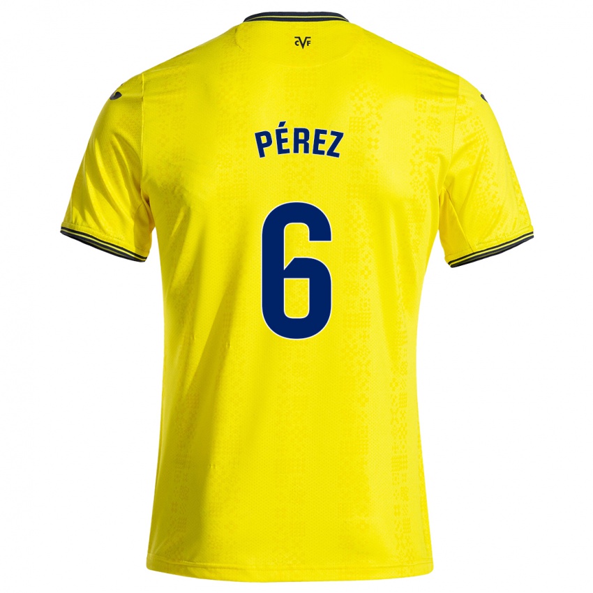 Bambino Maglia Hugo Pérez #6 Giallo Nero Kit Gara Home 2024/25 Maglietta