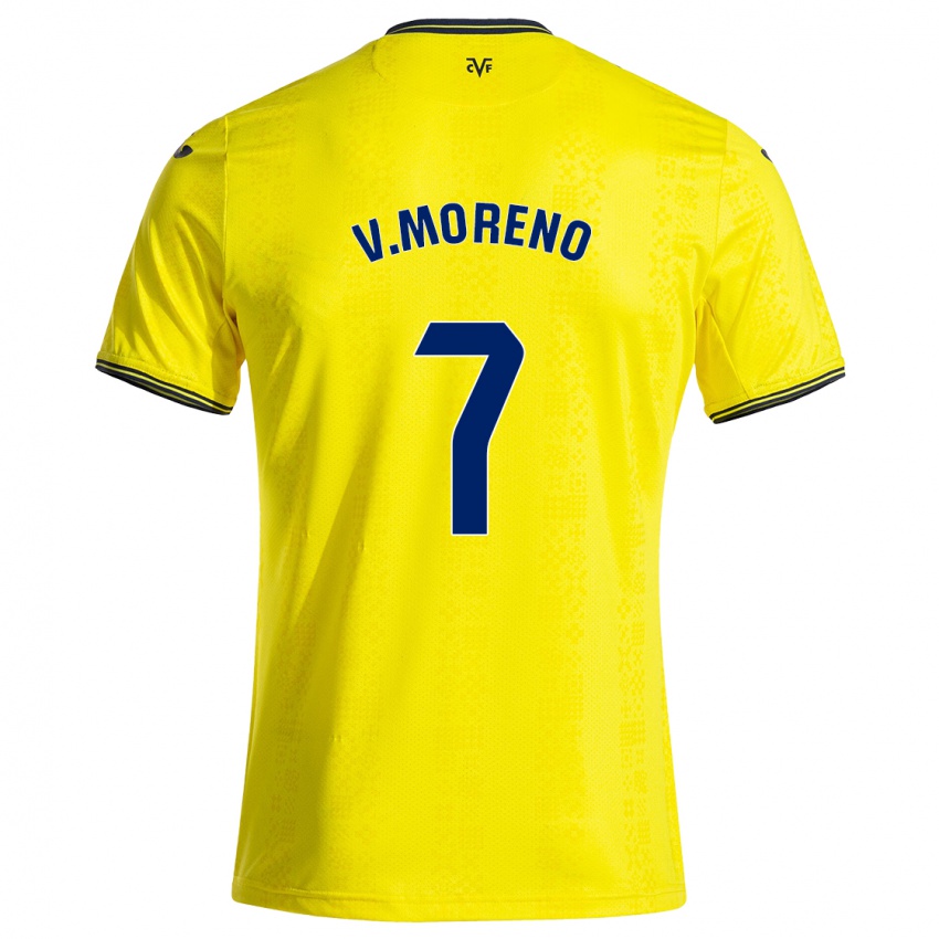 Bambino Maglia Víctor Moreno #7 Giallo Nero Kit Gara Home 2024/25 Maglietta