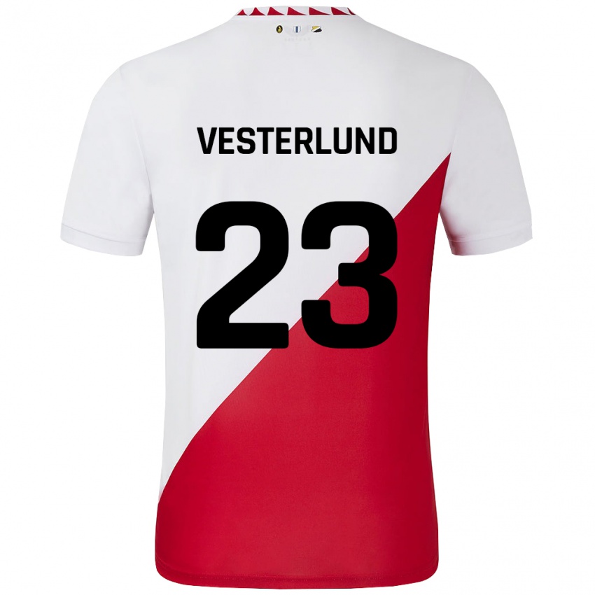 Bambino Maglia Niklas Vesterlund #23 Bianco Rosso Kit Gara Home 2024/25 Maglietta