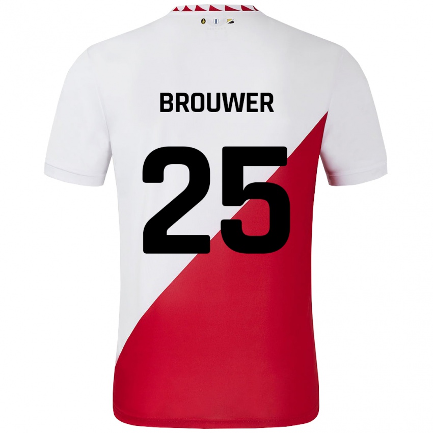 Bambino Maglia Michael Brouwer #25 Bianco Rosso Kit Gara Home 2024/25 Maglietta