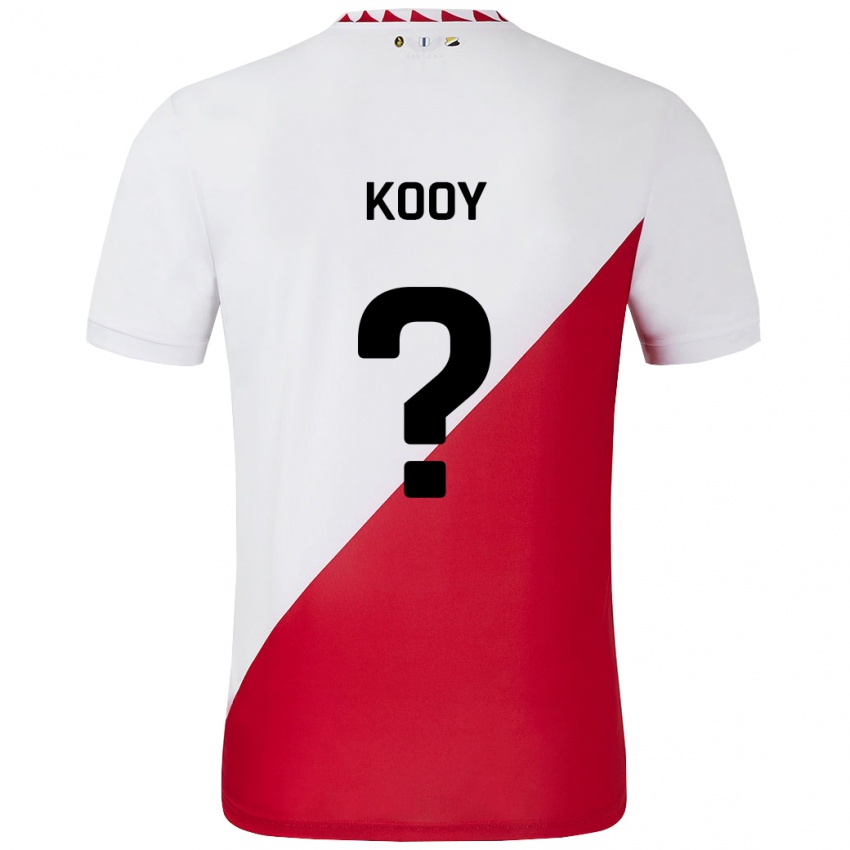 Bambino Maglia Wessel Kooy #0 Bianco Rosso Kit Gara Home 2024/25 Maglietta