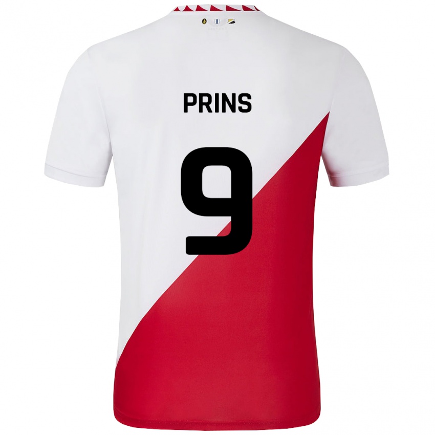 Bambino Maglia Femke Prins #9 Bianco Rosso Kit Gara Home 2024/25 Maglietta