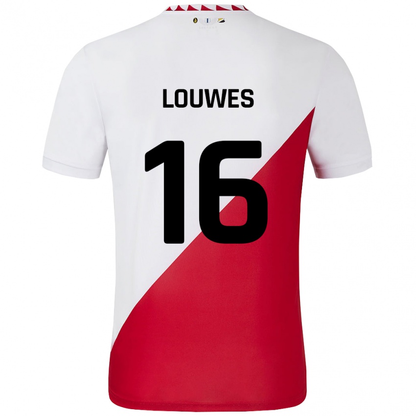 Bambino Maglia Puck Louwes #16 Bianco Rosso Kit Gara Home 2024/25 Maglietta