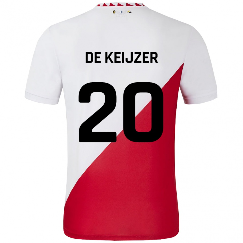 Bambino Maglia Lotje De Keijzer #20 Bianco Rosso Kit Gara Home 2024/25 Maglietta