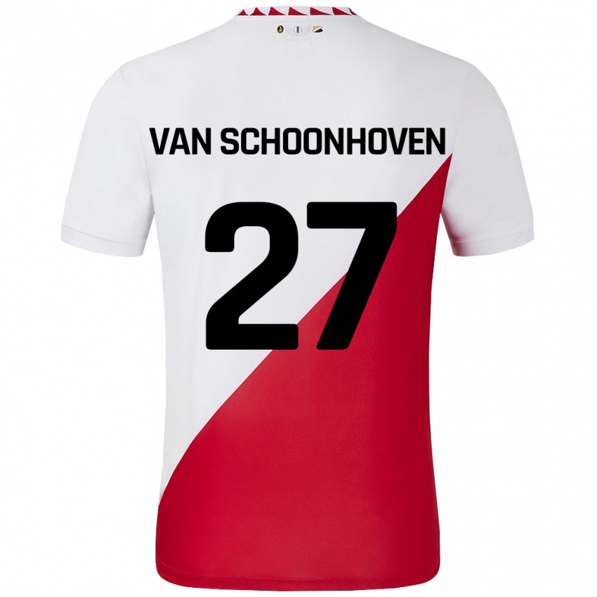 Bambino Maglia Nurija Van Schoonhoven #27 Bianco Rosso Kit Gara Home 2024/25 Maglietta