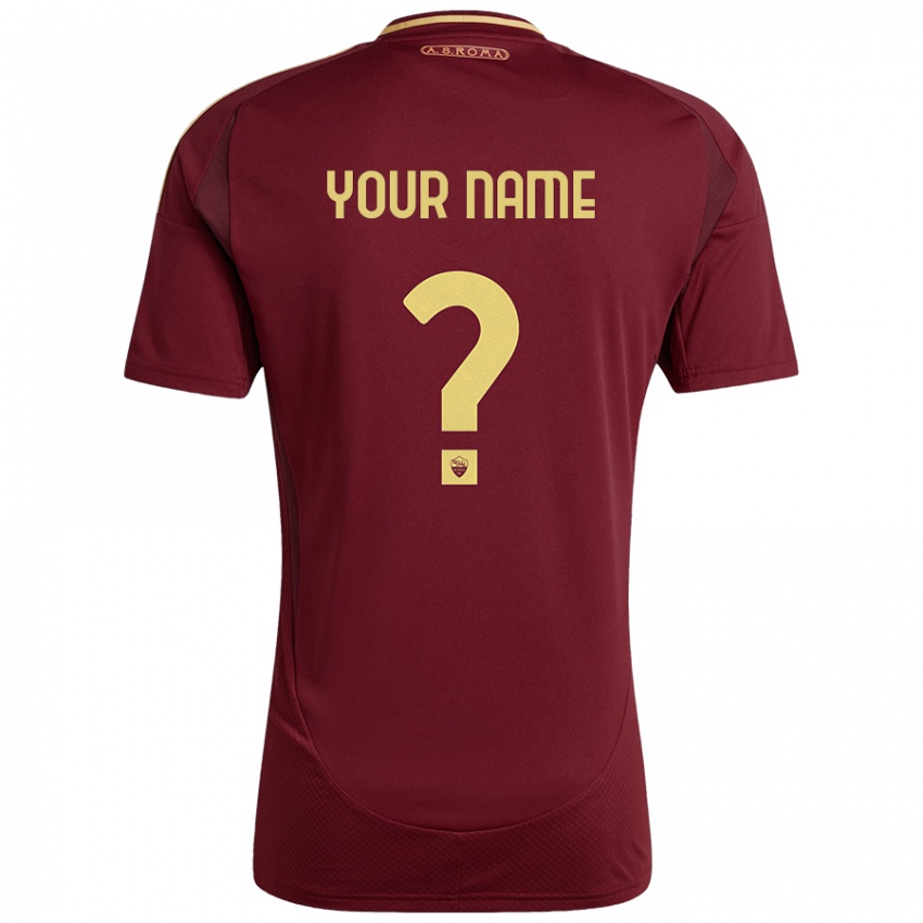 Bambino Maglia Il Tuo Nome #0 Rosso Marrone Oro Kit Gara Home 2024/25 Maglietta