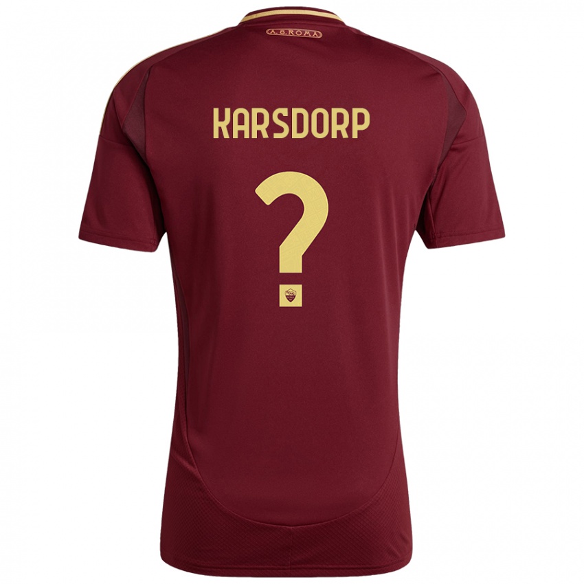 Bambino Maglia Rick Karsdorp #0 Rosso Marrone Oro Kit Gara Home 2024/25 Maglietta