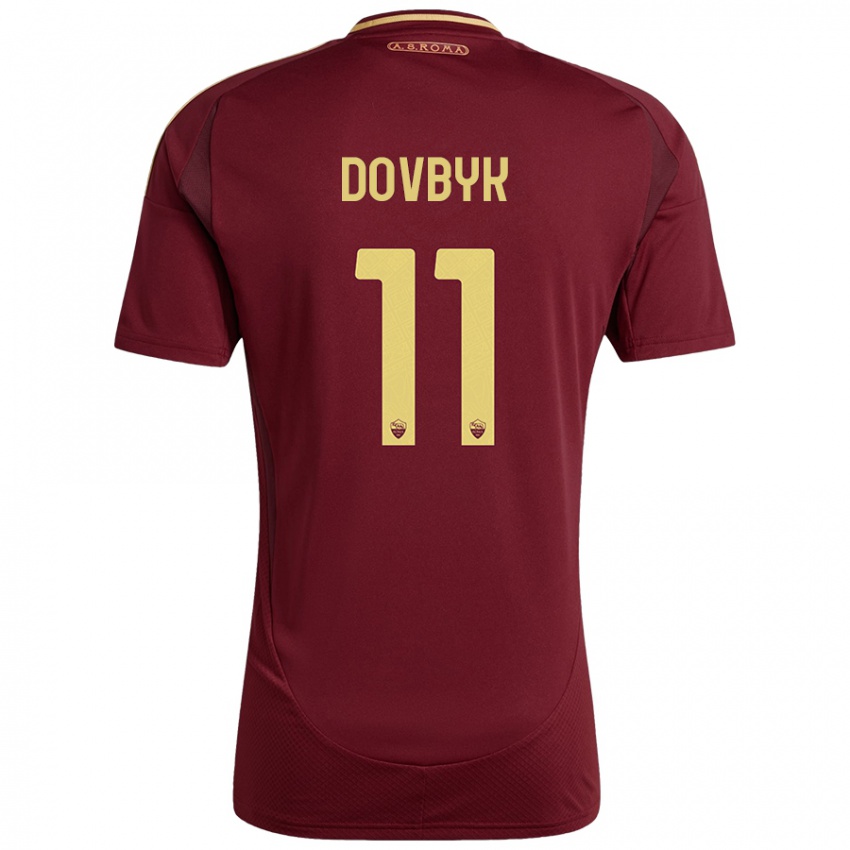 Bambino Maglia Artem Dovbyk #11 Rosso Marrone Oro Kit Gara Home 2024/25 Maglietta