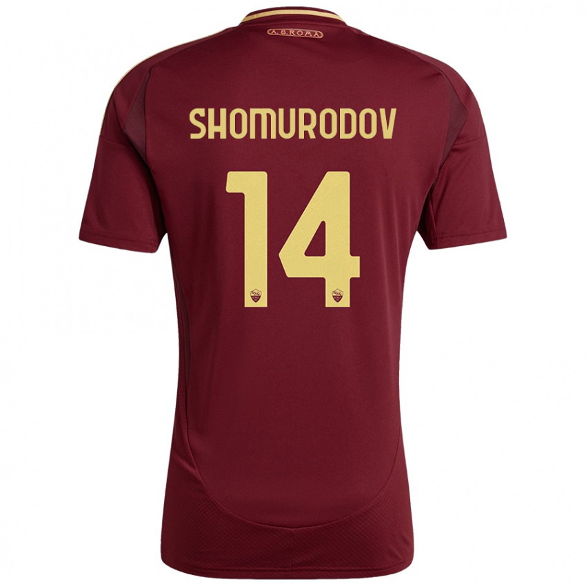 Bambino Maglia Eldor Shomurodov #14 Rosso Marrone Oro Kit Gara Home 2024/25 Maglietta