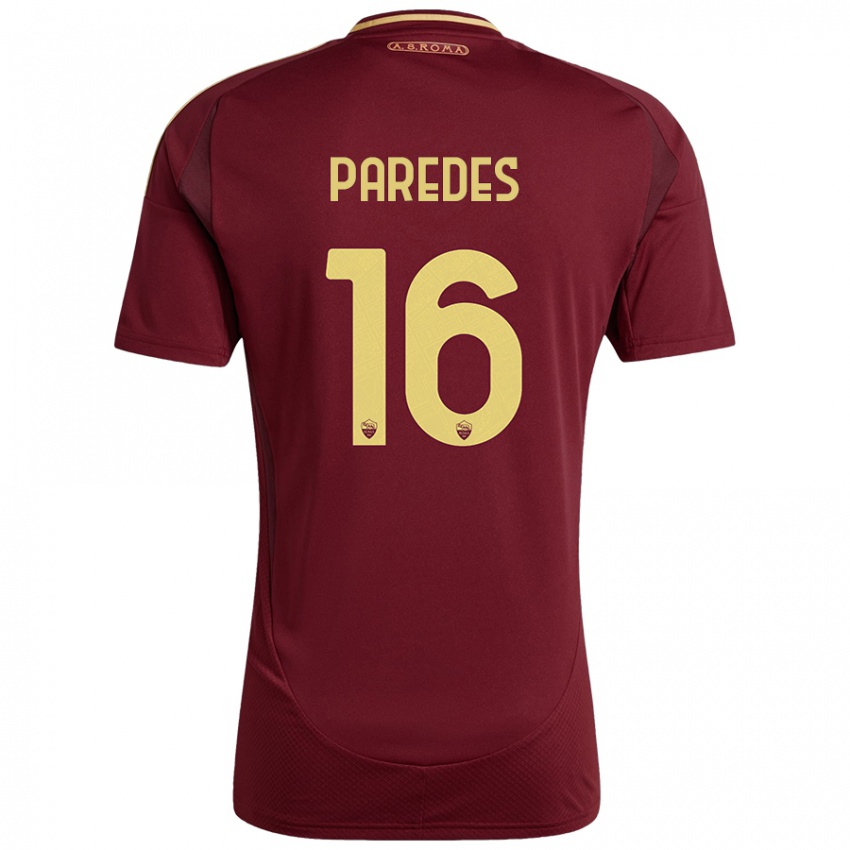 Bambino Maglia Leandro Paredes #16 Rosso Marrone Oro Kit Gara Home 2024/25 Maglietta