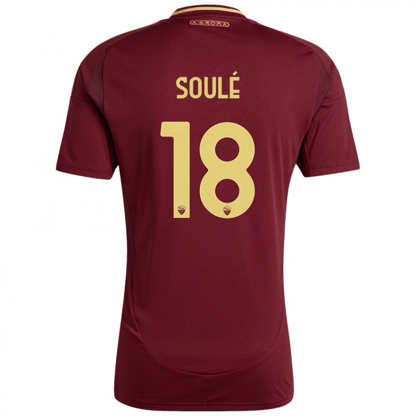 Bambino Maglia Matías Soulé #18 Rosso Marrone Oro Kit Gara Home 2024/25 Maglietta