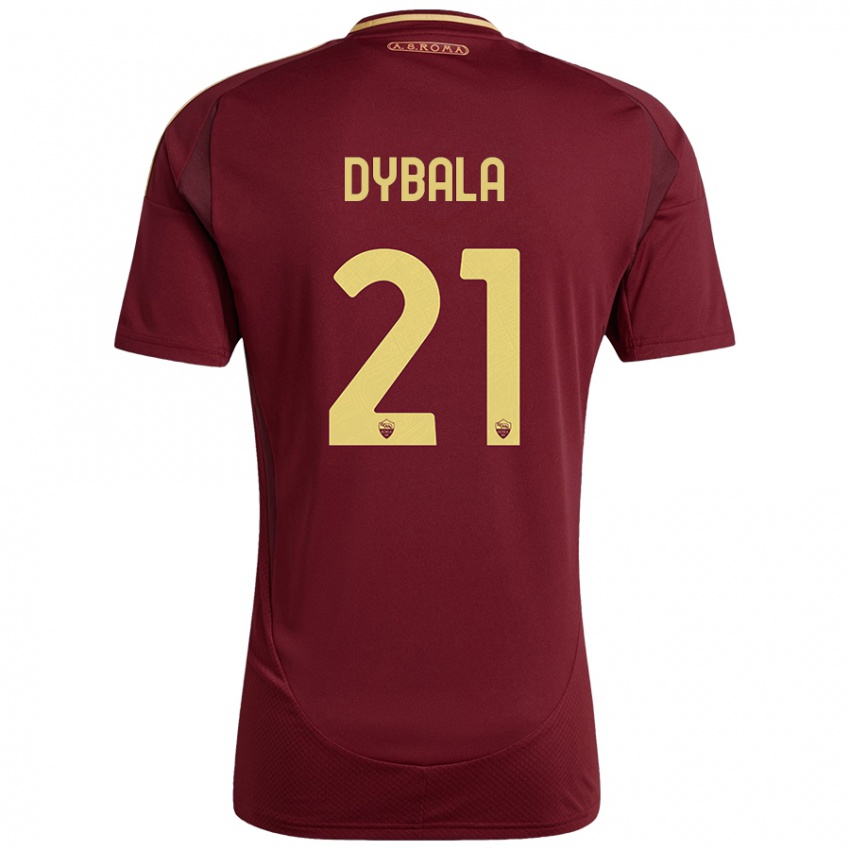 Bambino Maglia Paulo Dybala #21 Rosso Marrone Oro Kit Gara Home 2024/25 Maglietta