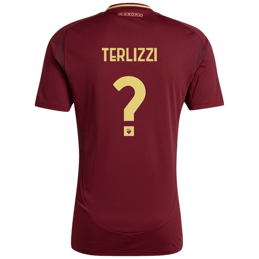 Bambino Maglia Federico Terlizzi #0 Rosso Marrone Oro Kit Gara Home 2024/25 Maglietta