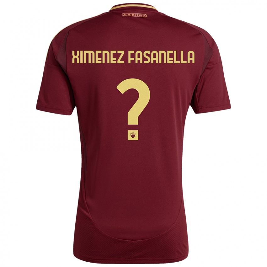 Bambino Maglia Rafael Ximenez Fasanella #0 Rosso Marrone Oro Kit Gara Home 2024/25 Maglietta