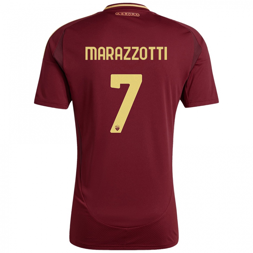 Bambino Maglia Fabrizio Marazzotti #7 Rosso Marrone Oro Kit Gara Home 2024/25 Maglietta