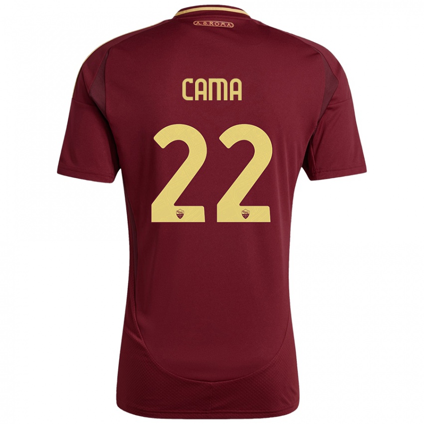 Bambino Maglia Cristian Cama #22 Rosso Marrone Oro Kit Gara Home 2024/25 Maglietta