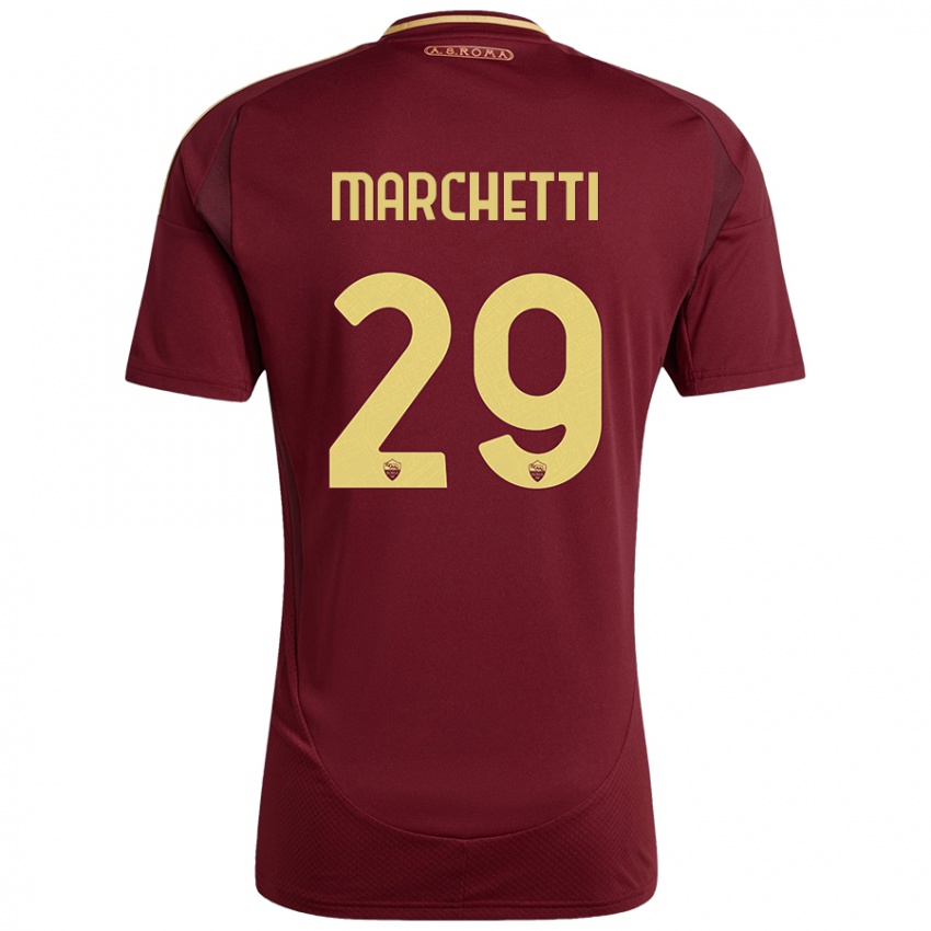 Bambino Maglia Tommaso Marchetti #29 Rosso Marrone Oro Kit Gara Home 2024/25 Maglietta