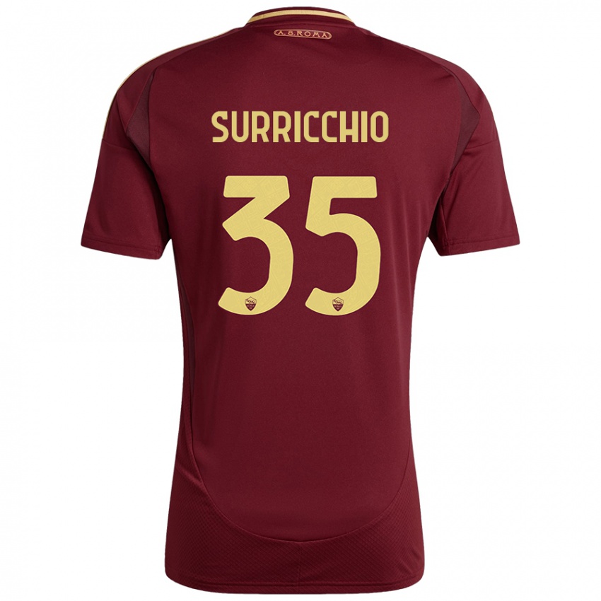 Bambino Maglia Jacopo Surricchio #35 Rosso Marrone Oro Kit Gara Home 2024/25 Maglietta