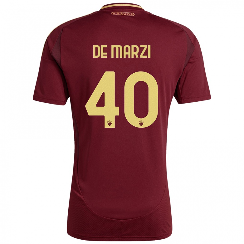 Bambino Maglia Giorgio De Marzi #40 Rosso Marrone Oro Kit Gara Home 2024/25 Maglietta