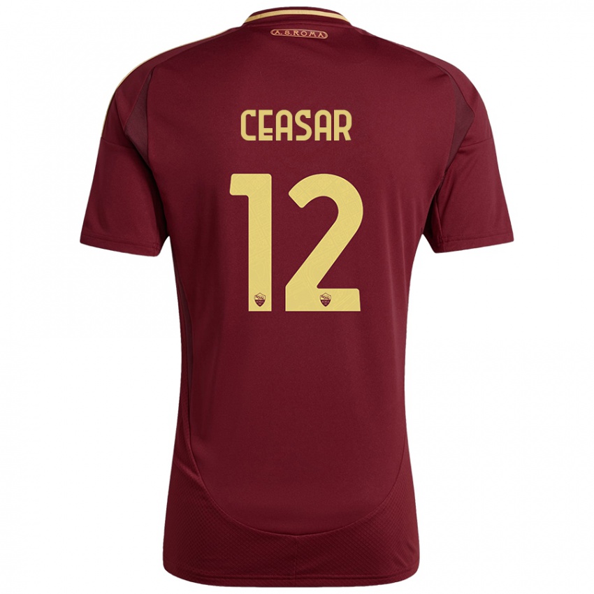 Bambino Maglia Camelia Ceasar #12 Rosso Marrone Oro Kit Gara Home 2024/25 Maglietta