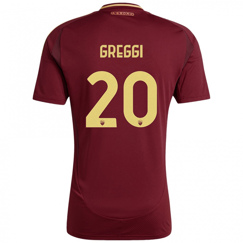 Bambino Maglia Giada Greggi #20 Rosso Marrone Oro Kit Gara Home 2024/25 Maglietta