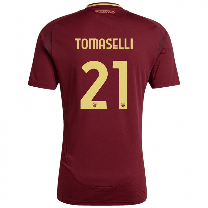 Bambino Maglia Martina Tomaselli #21 Rosso Marrone Oro Kit Gara Home 2024/25 Maglietta