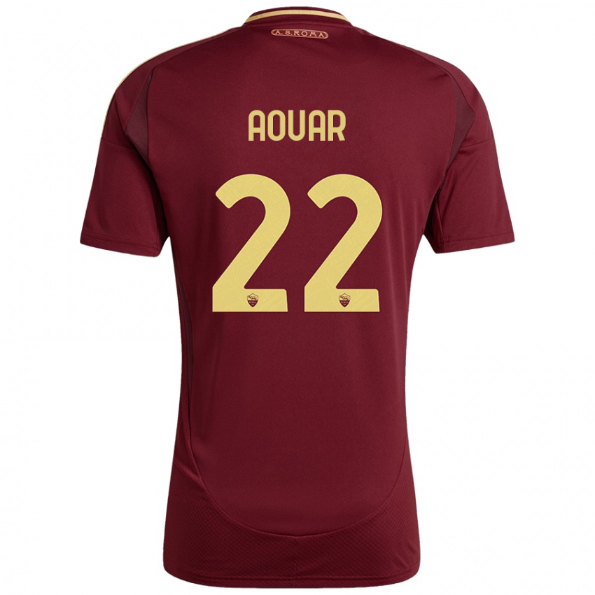 Bambino Maglia Houssem Aouar #22 Rosso Marrone Oro Kit Gara Home 2024/25 Maglietta