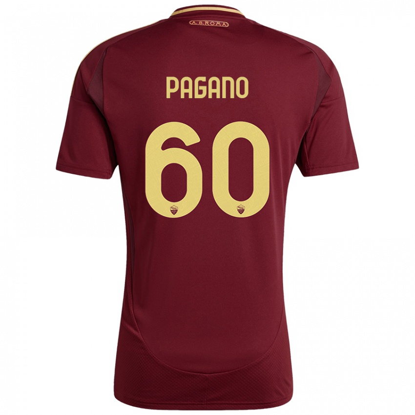 Bambino Maglia Riccardo Pagano #60 Rosso Marrone Oro Kit Gara Home 2024/25 Maglietta