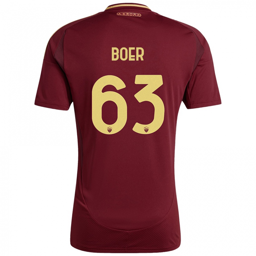 Bambino Maglia Pietro Boer #63 Rosso Marrone Oro Kit Gara Home 2024/25 Maglietta