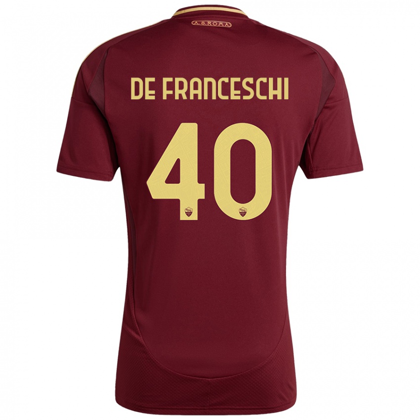 Bambino Maglia Leonardo De Franceschi #40 Rosso Marrone Oro Kit Gara Home 2024/25 Maglietta