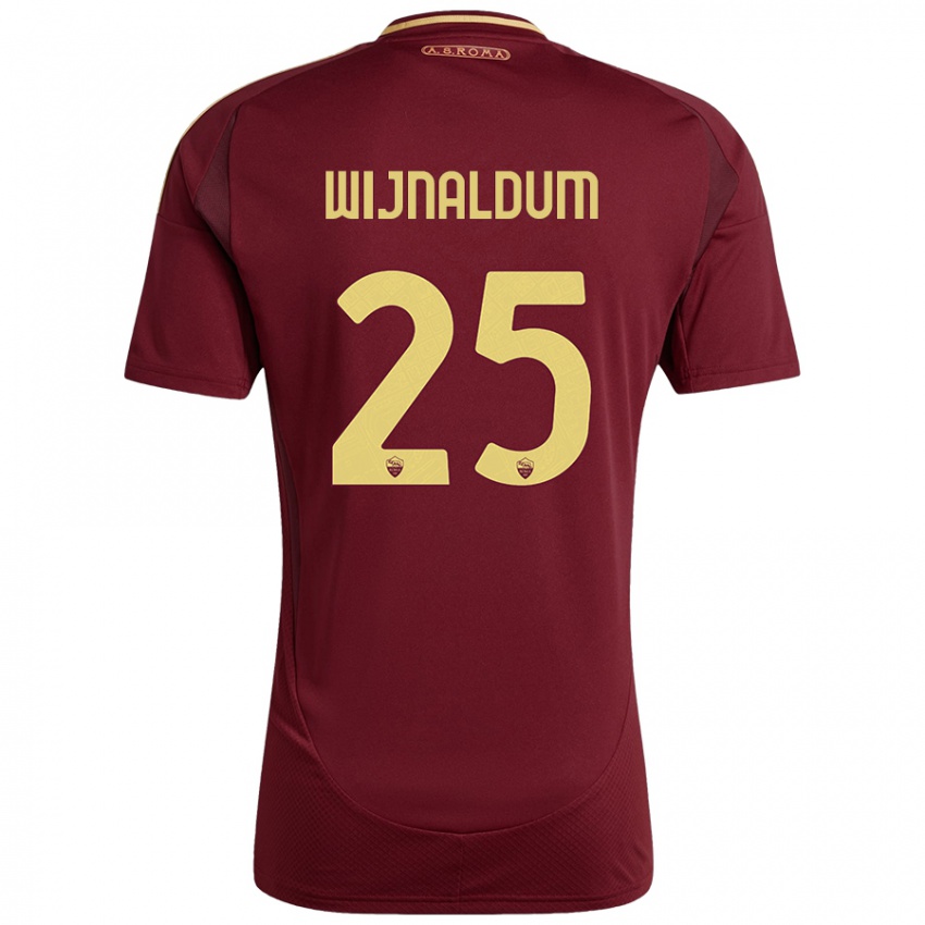 Bambino Maglia Georginio Wijnaldum #25 Rosso Marrone Oro Kit Gara Home 2024/25 Maglietta