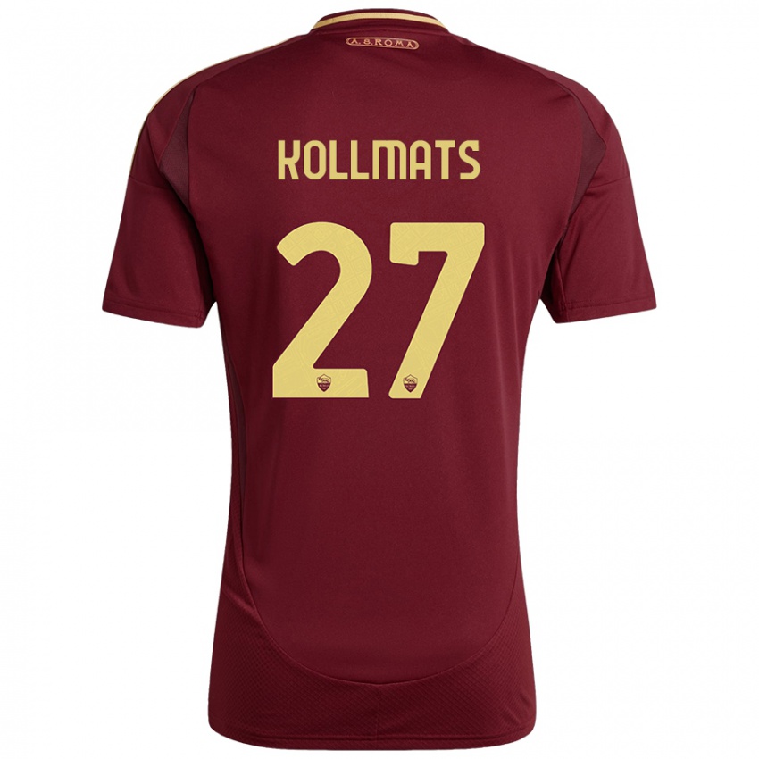 Bambino Maglia Beata Kollmats #27 Rosso Marrone Oro Kit Gara Home 2024/25 Maglietta