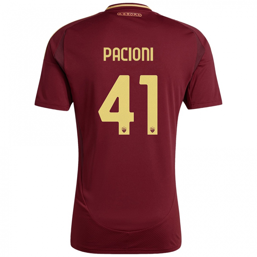 Bambino Maglia Eleonora Pacioni #41 Rosso Marrone Oro Kit Gara Home 2024/25 Maglietta