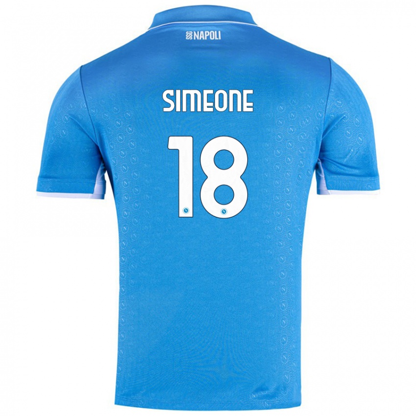 Bambino Maglia Giovanni Simeone #18 Azzurro Cielo Kit Gara Home 2024/25 Maglietta