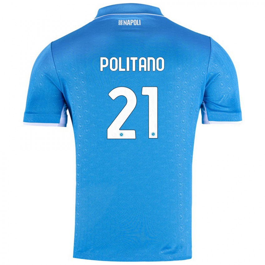 Bambino Maglia Matteo Politano #21 Azzurro Cielo Kit Gara Home 2024/25 Maglietta