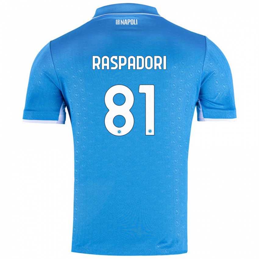 Bambino Maglia Giacomo Raspadori #81 Azzurro Cielo Kit Gara Home 2024/25 Maglietta