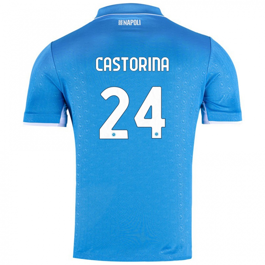 Bambino Maglia Alessandro Castorina #24 Azzurro Cielo Kit Gara Home 2024/25 Maglietta